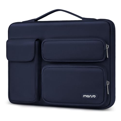 MOSISO 360 Protective Laptop Case 14 inch, Laptop Sleeve | Compatible with HP Lenovo Dell ASUS Acer,HP Stream,Dell Latitude,Side Open Bag with 2 Raised&1 Flapover Pockets, Navy Blue - color: Navy Blue, size: 14 inch