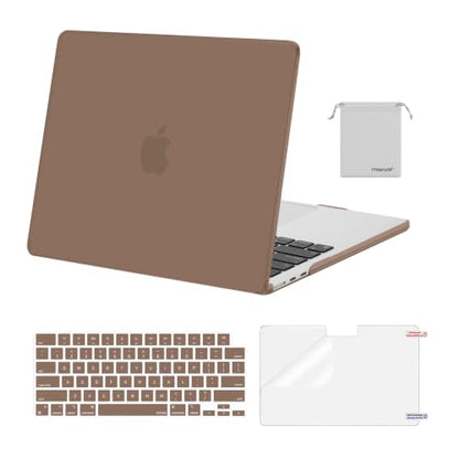 MOSISO Compatible with MacBook Air 13 inch Case M5 2026 M4 M3 M2 2025-2022 | A3449 A3240 A3113 A2681, Hard Shell&Keyboard Cover&Screen Film&Pouch for MacBook Air 13.6 inch Case, Caramel Brown - color: Caramel Brown