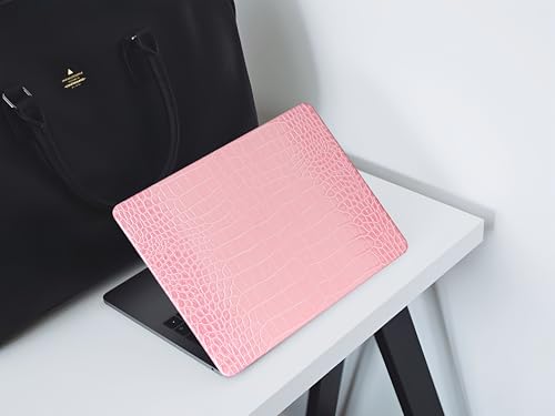 Crocodile Case for MacBook Air 13 inch 2026-2022 M5/M4/M3/M2 Logo Cutout | Model A3449 A3240 A3113 A2681, Texture Crocodile Aligator Skin Snakeskin PU Leather Hardshell & Keyboard Cover, Sakura Pink - color: ## Sakura Pink Crocodile