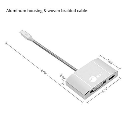 SIIG USB-C to HDMI, DVI and VGA Adapter with 60W PD, CB-TC0911-S1 | Connect a USB-C laptop to HDMI, DVI or VGA displays; 60W pass-through charging supports compact presentation setups.