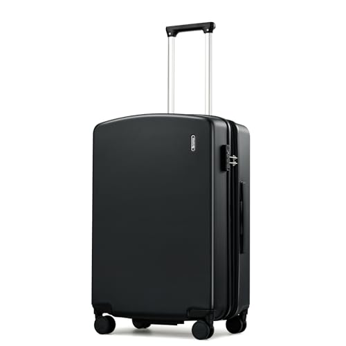 Hanke 24 Inch Expandable Checked Luggage, Hard Shell with Side Hook | PC Hard Shell, Medium Check in Luggage, Separate Wet Pocket, 8 Spinner Wheels, Family Travel, 5-7 Day Trips - color: Jet Black, size: 24 Inch EXT
