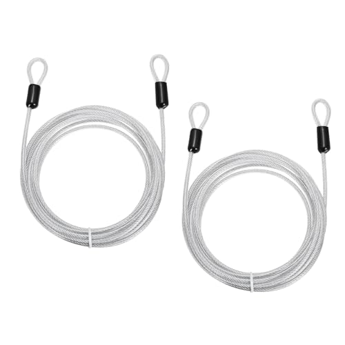 PATIKIL Security Cable Lock (5/32" Dia 9.8ft 70lb Load Capacity, Clear)(2 Pcs) Vinyl Coated Stainless Steel Flexible Wire Rope Safety Cable Luggage Lock with Double Loops - color: Clear, size: 5/32" x 9.8 ft, 70lb Load