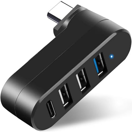 4-Port USB C Hub [90°/180° Degree Rotatable], USB C Adapter Splitter with PD-in 5W Port, USB Extender for MacBook, iMac, Surface, and More C Port Laptop(Not for Car) - style: USB-C