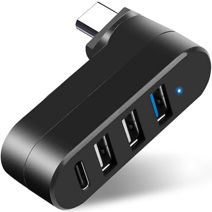 4-Port USB C Hub [90°/180° Degree Rotatable], USB C Adapter Splitter with PD-in 5W Port, USB Extender for MacBook, iMac, Surface, and More C Port Laptop(Not for Car) - style: USB-C
