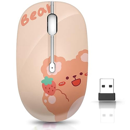 JUHOO Wireless Mouse with Nano Receiver for PC, Laptop, Notebook, Computer, MacBook, Less Noise, Portable Mobile Optical Mice - style: Kerry Bear