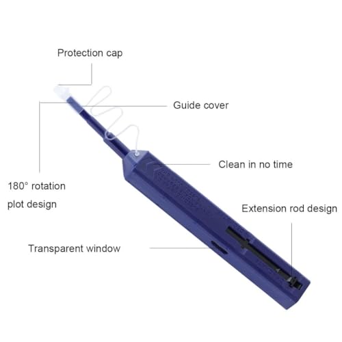 LC Fiber Cleaner Pen - 10 Pack - 1.25mm LC Fiber Optic Cleaning Pen with Dual Action Connector Cleaner & Endface Cleaning Action