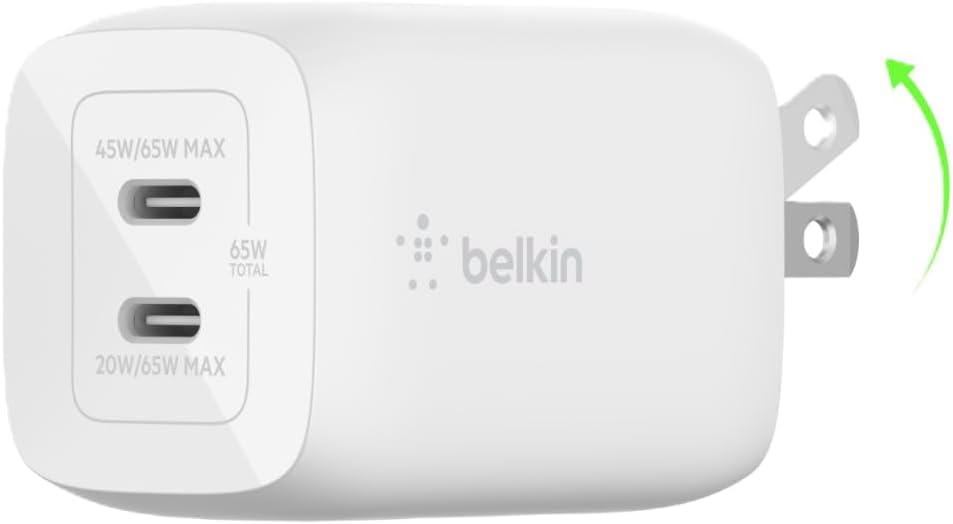Belkin 65W Dual USB C Charger Block,Super Fast Charging PD3.0 w/GaN Technology-Samsung Galaxy S25, Apple iPhone 17,Air,Pro, Pro Max,iPad,MacBook,AirPods, Nintendo Switch 2 & More -White (Pack of 6) - style: 65W White (Pack of 6)