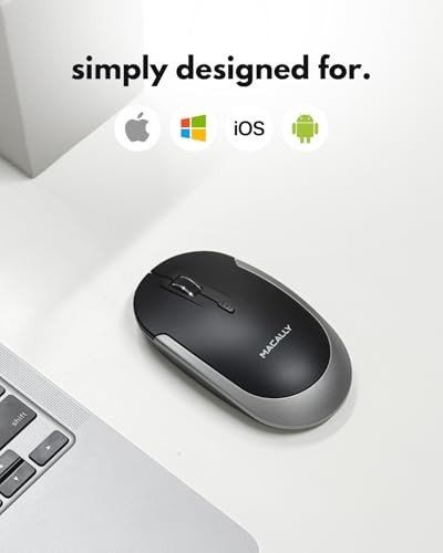 Macally Wireless Bluetooth Mouse for Mac, MacBook Pro/Air, iPad, Laptop, and PC - Quiet Click and Comfortable Apple Wireless Mouse - Rechargeable - Space Gray - color: Space Gray