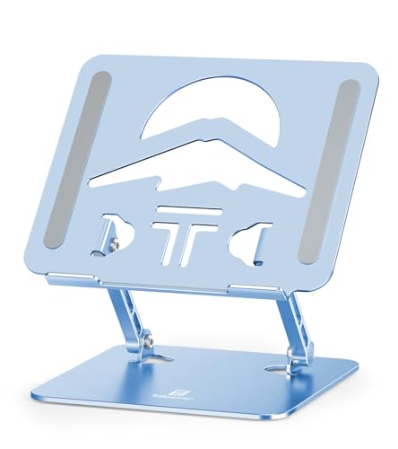 Laptop Stand Adjustable Laptop Holder for Desk, Foldable Laptop Riser Portable Computer Stand Compatible with MacBook, Lenovo, HP and All Laptops up to 16 inches Diamond Blue - color: Diamond Blue