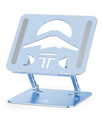Laptop Stand Adjustable Laptop Holder for Desk, Foldable Laptop Riser Portable Computer Stand Compatible with MacBook, Lenovo, HP and All Laptops up to 16 inches Diamond Blue - color: Diamond Blue