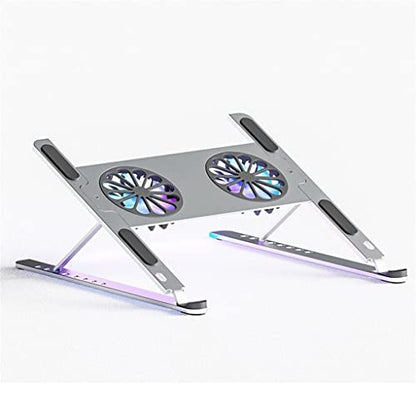 Aluminum Adjustable Laptop Stand for Tablet Notebook Cooling Fan Pad Portable Base - color: E