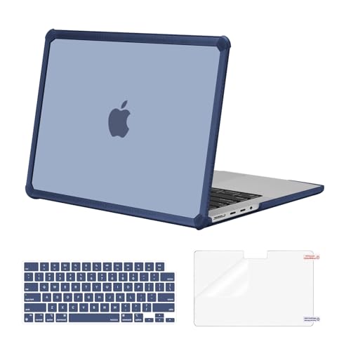 MOSISO Compatible with MacBook Pro 14 inch Case M5 M4 M3 M2 M1 2026-2021 | 3 in 1 Kit Anti-Crack Hard Shell with TPU Bumper, A3427 A3426 A3434 A3112 A3185 A3401 A2918 A2992 A2779 A2442, Haze Blue - color: Haze Blue