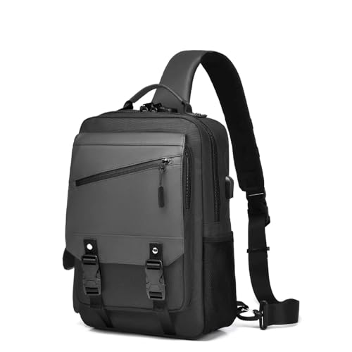 Sling Bag Large Capacity: Crossbody Bag for Men Fits 15.6 Inch Laptop A4 Files with Anti Theft USB Port - color: 39-grey