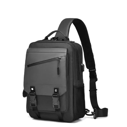 Sling Bag Large Capacity: Crossbody Bag for Men Fits 15.6 Inch Laptop A4 Files with Anti Theft USB Port - color: 39-grey