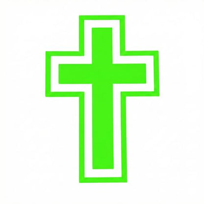 2 Pieces Fluorescent Neon Green Cross & Buddha, Skull Car Decal, Safety Religious Spiritual Stickers for SUV, Windows, Motorcycles, Skateboard Christian Night Visibility Hide Scratches (Cross A) - color: Cross a