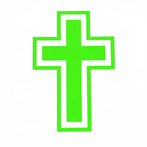 2 Pieces Fluorescent Neon Green Cross & Buddha, Skull Car Decal, Safety Religious Spiritual Stickers for SUV, Windows, Motorcycles, Skateboard Christian Night Visibility Hide Scratches (Cross A) - color: Cross a