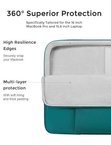 DOMISO Laptop Case Laptop Sleeve Cover for 16 inch MacBook Pro M4/M3/M2/M1 Pro/Max A3403 A3186 A2991 A2780 A2485 A2141,Compatible with 15.6 inch HP Lenovo Dell XPS 16 with Small Case,Turquoise - color: Turquoise, size: 15.6 inch