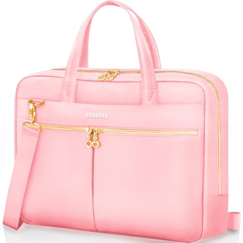 Ferkurn Laptop Bag Case Women Men Computer Bag Compatible with MacBook/HP/LG/Dell, Shoulder Strap Slim Carrying Messenger Briefcase, Pink, 15.6-16 Inch - color: Pink, size: 15-15.6 inch