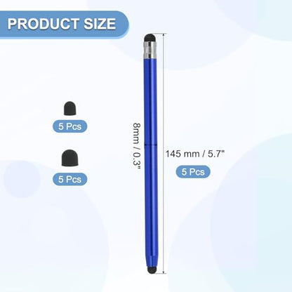 PATIKIL 5 Pcs Stylus Pens for Touch Screen, 2 in 1 High Sensitivity Universal Pen Capacitive Stylus for Phone Tablets Laptop Touch Screen Devices, Blue - color: Sapphire