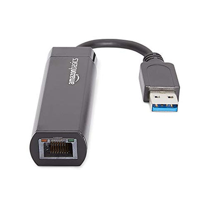 Amazon Basics USB 3.0 to 10/100/1000 Gigabit Ethernet Internet Adapter, Compatible with Windows and macOS, Black - size: 1-Pack