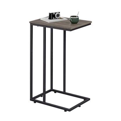 WLIVE Small Side Table, C Shaped End Table for Couch, Sofa and Bed, Tv Tray Table that Slides Under for Living Room, Bedroom, Bedside, Gray and Black - color: A-grey