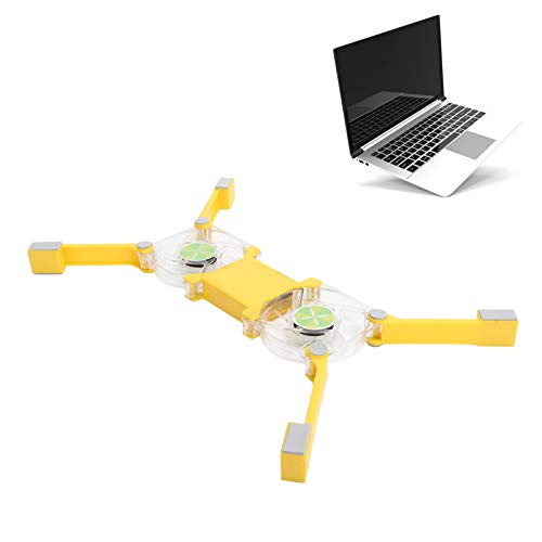 USB Cooling Pad, Laptop Cooling Stand with Fans and LED Blue Light, Simple Design, Safe Power Supply, Wide Application, Anti Skid Mount, Foldable Cooler (Yellow) - color: Yellow