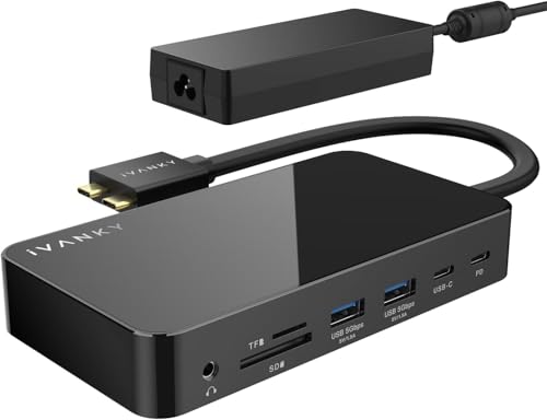iVANKY 12-in-2 FusionDock 1 for M5 MacBook Pro Docking Station | Dual 4K@120Hz Monitor for M5/M4/M3/M2/M1 Pro/Max MacBook Neo,150W AC, SD/TF, USB, RJ45, 5Gbps (Incompatible with Windows) - color: Black