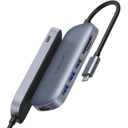 USB C Hub 7-in-1, NewQ USB C Hub with HDMI 4K, 3 USB-A 3.0 Ports, SD/TF Card Reader, 100W USB-C PD Charging, Slim Aluminum USB Hub for MacBook, Laptop & USB-C Devices