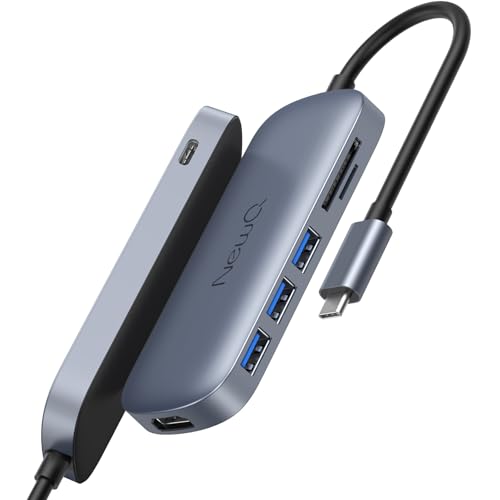 USB C Hub 7-in-1, NewQ USB C Hub with HDMI 4K, 3 USB-A 3.0 Ports, SD/TF Card Reader, 100W USB-C PD Charging, Slim Aluminum USB Hub for MacBook, Laptop & USB-C Devices