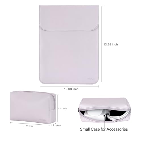 MOSISO Laptop Case 13.3 inch, 13-13.3 inch Laptop Sleeve Compatible with MacBook Neo 13 A18 Pro A3404 /Air 13/Pro 13/Pro 14 M5 M4 M3 M2 M1, Faux Suede Leather Case with Small Bag, Dusty Lilac - color: Dusty Lilac