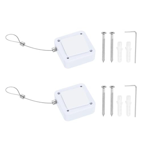 PATIKIL Retractable Remote Control Cable Tether (4.9ft /1.5M, White)(2 Set) Remote Control Security Lanyard Lock Adjustable Locking Leash with Rope Locks and Screws, Suit for - TVs/Tablets - color: White, size: 4.9 ft
