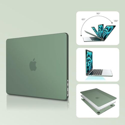EooCoo Case Compatible with MacBook Air 13 inch M5 2026-2022 M4 M3 M2 A3449 A3240 A3113 A2681, Matte Hard Shell Scratch Resistant Protective Cover for Mac Air 13.6 inch, Midnight Green - color: Matte Midnight Green, size: Air 13.6-inch