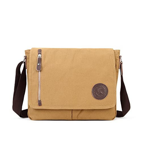 Sechunk Canvas Small Messenger Bag Vintage Shoulder bag Everyday Purse Crossbody bag for men women - color: Yellow