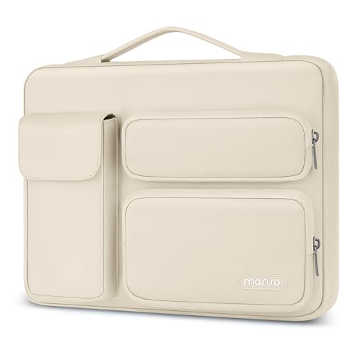 MOSISO 360 Protective Laptop Case 13.3 inch, 13-13.3 inch Laptop Sleeve | Compatible with MacBook Air/Pro 13 / Pro 14, HP Dell ASUS Lenovo,Side Open Bag with 2 Raised&1 Flapover Pockets, Sand - color: Sand, size: 13.3 inch