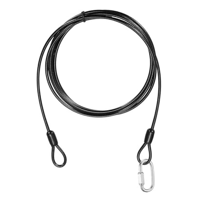 PATIKIL Security Cable Lock (1/8" Dia 6.6ft, Black) Vinyl Coated 304 Stainless Steel Double Loop Flexible Wire Rope Safety Cable with Quick Links Locking Connectors - color: Black, size: 1/8" x 6.6ft