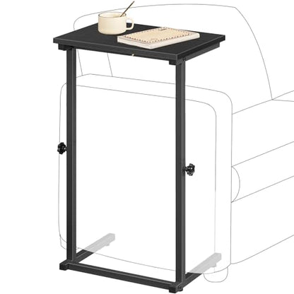 HOOBRO C Shaped End Table, Adjustable Height Sofa Side Table, Slide Under Couch Table, C Shaped Side Table for Small Spaces, for Living Room, Bedroom, Black BB71SF01 - color: Black