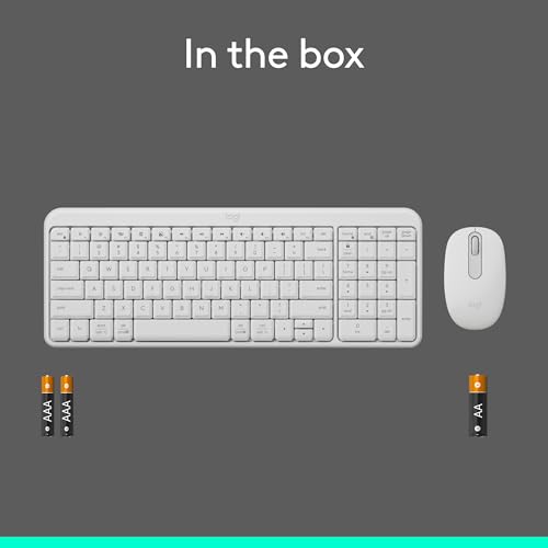 Logitech MK250 Compact Bluetooth Wireless Keyboard and Mouse Combo - White | Bluetooth connection only, compact keyboard with number pad, small ambidextrous M196 mouse with 3 non-customizable buttons - color: White, style: Combo