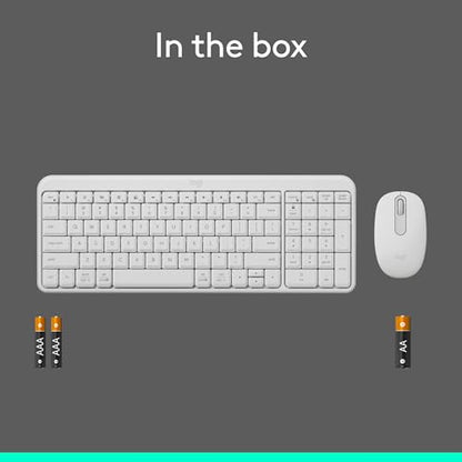 Logitech MK250 Compact Bluetooth Wireless Keyboard and Mouse Combo - White | Bluetooth connection only, compact keyboard with number pad, small ambidextrous M196 mouse with 3 non-customizable buttons - color: White, style: Combo