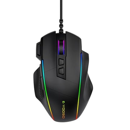 X49 Wired Computer Gaming Mouse,Rapid Fire Key,12K Sensor,Native 12400 DPI | 1ms Quick Response,20M Click Lifespan,105g Lightweight,RGB Backlit, 5.9Ft USB A Corded Gamer Mice, Ergonomic PC Maus,Black