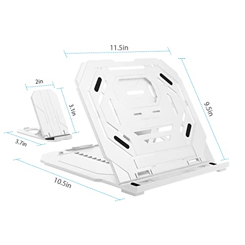 Drawing Tablet Stand, Foldable Stand for Laptop or Tablet Display, 9 Levels Adjustable Angles with a Built-in Phone Holder, for 12-17 inch Drawing Tablets, Smartphones - color: White