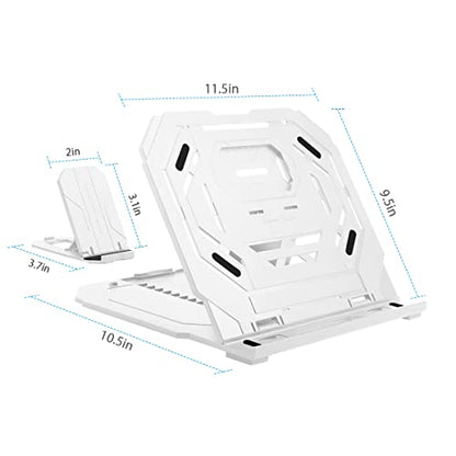 Drawing Tablet Stand, Foldable Stand for Laptop or Tablet Display, 9 Levels Adjustable Angles with a Built-in Phone Holder, for 12-17 inch Drawing Tablets, Smartphones - color: White