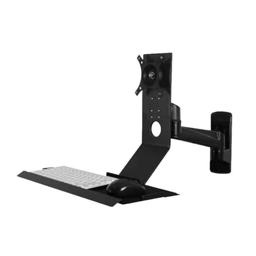 Monitor Stand Single Arm with Regular Keyboard Tray Foldable 90° Black Single Screen Stand Monitor Stand Desk arm