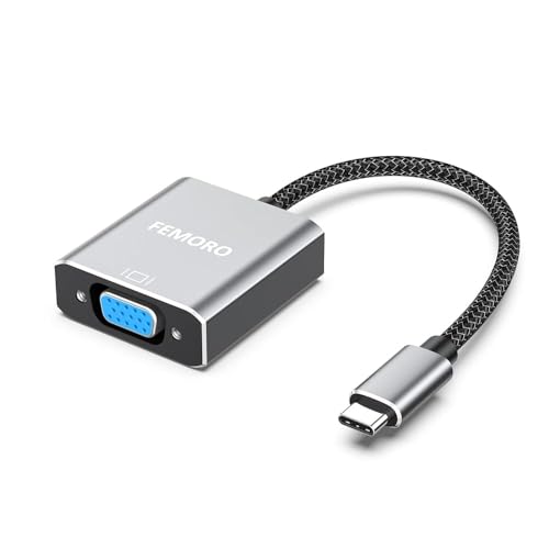 USB C to VGA Adapter, USB Type C to VGA Male to Female Converter Braided for Laptops Phones Tablets to Monitor TV