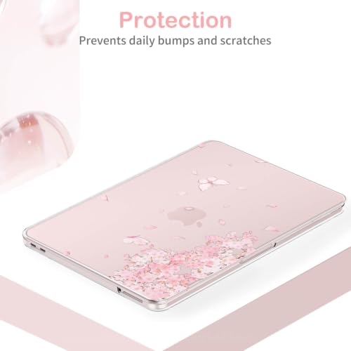 Feams for MacBook Neo 13 Inch Case 2026 A3404, Stylish Protective Clear Case Hard Shell Transparent Cover for MacBook Neo 13 Inch 2026 (A18 Pro Chip) with Keyboard Cover, Pink Blossom - color: Pink Blossom