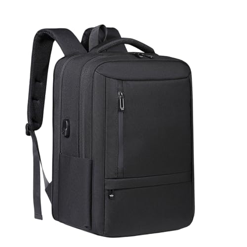 Business Travel Laptop Backpack with USB Charging Port, Oxford Fabric, 20-35L Capacity, Fits 15 Inch Laptop (Black) - color: Black