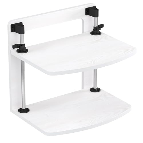 15.6 14 13.3 Inch Laptop Computer Monitor Stand Riser for Reduced Neck Strain, Adjustable Height Desk Shelf Organizer Monitor Riser Stand for PC Monitor Laptop - Withe - Wood Grain, MR01-L - size: L / For laptop & monitor