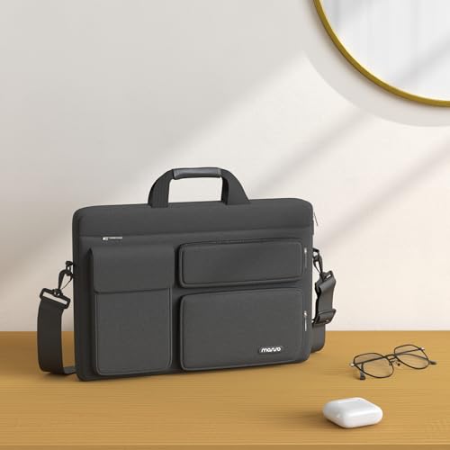 MOSISO Laptop Shoulder Bag 15.6 inch, 15-15.6 inch Computer Bag Compatible with MacBook Pro 16 inch, HP, Dell, Lenovo, Notebook with 2 Raised&1 Flapover&1 Horizontal Pocket&Handle&Belt, Slate Gray - color: Slate Gray, size: 16 inch