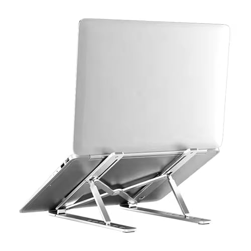 Adjustable Aluminium Laptop Stand for Desk, Ergonomic Foldable Portable Notebook Holder, Compatible with MacBook Pro/Air, Dell, HP, Asus, Lenovo, 10-15.6" Laptops (Silver)