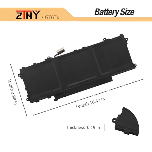 GT6TK Laptop Battery Replacement for Dell Latitude 9440 2-in-1 9450 2-in-1 | K2CPY 0K2CPY MWK05 0MWK05 11.55V 5065mAh 60Wh 3-Cell - size: 10.35*4.17*0.2 inch GT6TK