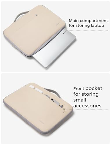 DOMISO 14 inch Laptop Case Sleeve Protective Cover Compatible with 15 inch MacBook Air M4 M3 M2,MacBook Pro,14-15 inch HP Dell ASUS Lenovo Chromebook,Waterproof Computer Cases Bag with Handle,Beige - color: Beige, size: 15" for Macbook Air